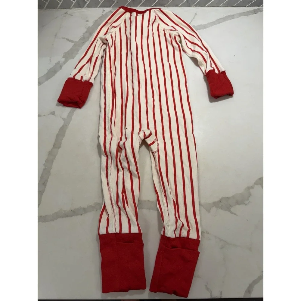 Hanna Andersson Holiday HannaSoft Stretch Sleeper 3-6 Mos Ribbon Red Ecru